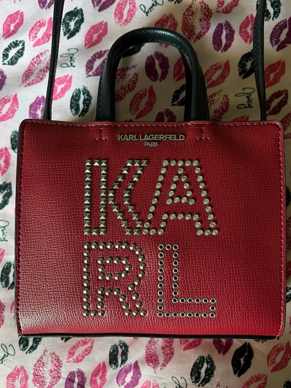 Karl Lagerfeld Paris Maybelle Mini Red Rivets crossbody bag